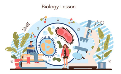 Biology school subject concept. Students exploring nature and living