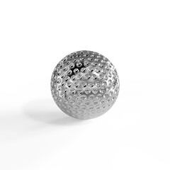 silver golf ball isolated on white background
