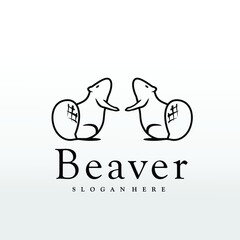 double beaver logo design concept - obrazy, fototapety, plakaty