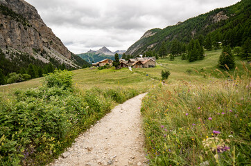 hiking in the mountains in Alps
