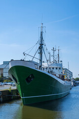 View of a fishing ship in the fishing port of Bremerhaven / Germany 