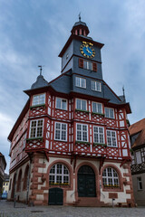 Obraz premium View towards the magnificent town hall of Heppenheim / Germany in the Odenwald 