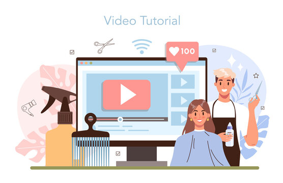 Hairdresser online service or platform. Idea of hair care in salon