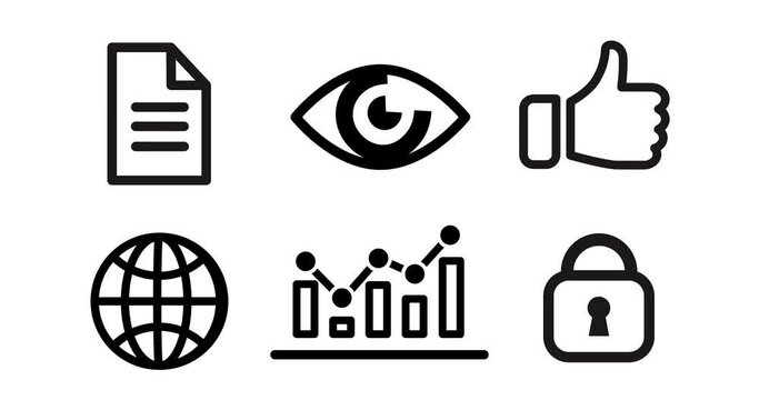 A 4K Illustration Of An Icon Set For Office Orking Process In Outline Design, Animated On A White Background