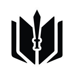 History, book, education icon. Black vector graphics.