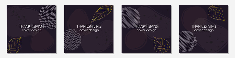 Set of square backgrounds for social media posts, cards, flyers, covers design. Masculine business thanksgiving concepts. Trendy abstract covers templates.