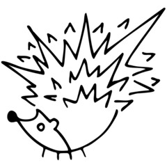 Hedgehog isolated on white background. Vector hand-drawn doodle illustration.