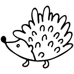 Hedgehog isolated on white background. Vector hand-drawn doodle illustration.