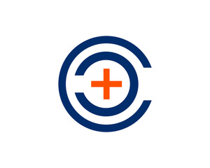 Medical plus letter CC initial circle logo icon design element template.