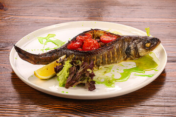 Grilled Trout with vegetables and sauce