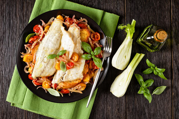 Acqua Pazza, italian poached fish, top view