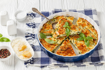 Scarpaccia, italian zucchini tart in a baking dish