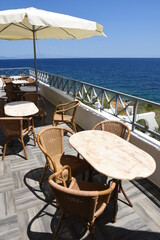 structures and sea view on Daskalio gulf in Keratea in Athens in Greece