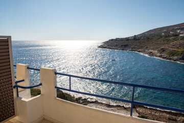 Obraz premium structures and sea view on Daskalio gulf in Keratea in Athens in Greece