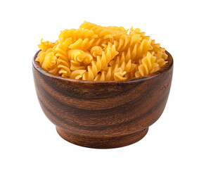 Bowl of Fusilli pasta isolated on white background 