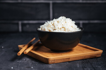 Cooked rice in bowl 