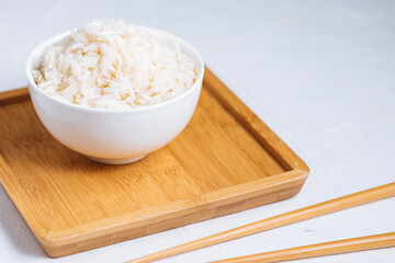 Cooked rice in bowl 