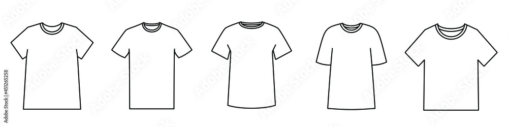 Wall mural t-shirt icon. blank t-shirt template. black silhouette of a t-shirt. vector illustration. set of t-s