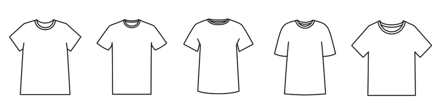 T-shirt icon. Blank t-shirt template. Black silhouette of a t-shirt. Vector  illustration. Set of t-shirt linear icons. vector de Stock | Adobe Stock