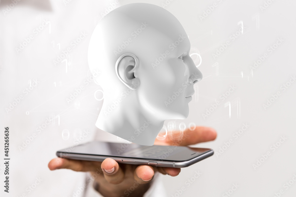 Poster Artificial intelligence. Technology web background. Virtual concept