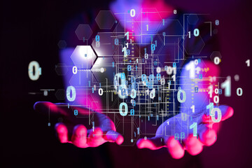 Connecting lines and dots.Big data visualization