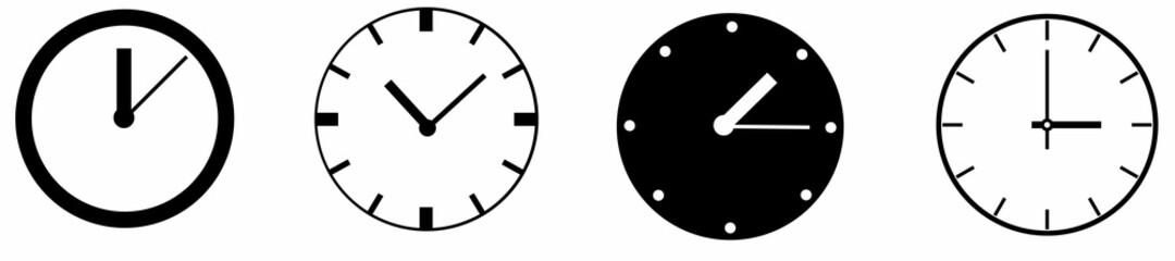 Clock icon set. Time and Clock icons collection. Circle arrow icon. Time and Clock icons in thin line style.