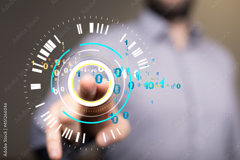 Poster Big data and artificial intelligence concept. Machine learning and cyber mind domination