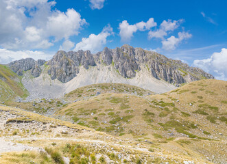 Fototapeta na wymiar Rieti (Italy) - The summit of Monte Terminillo during the summer. 2217 meters, Terminillo Mount is named the Mountain of Rome, located in Apennine range, central Italy