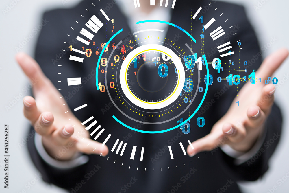 Poster Big data and artificial intelligence concept. Machine learning and cyber mind domination
