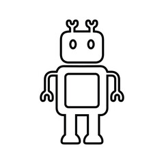 Robot, machine outline icon. Line art vector.