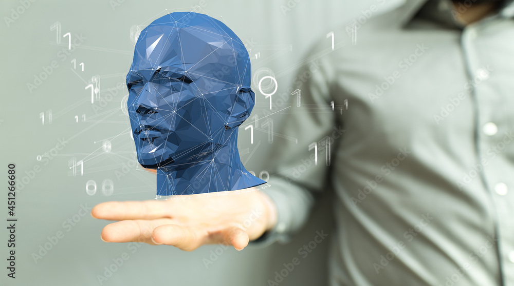 Poster artificial intelligence. technology web background. virtual concept