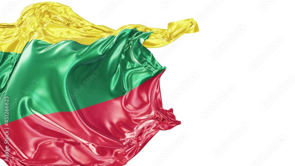 Aufkleber realistic 3d animation of the national flag of lithuania as fly away opener rendered in uhd with alp
