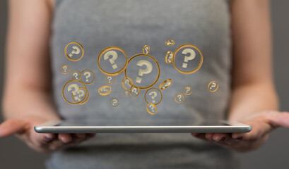 colored question marks background concept. 3D Rendering.