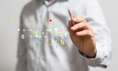 Molecular background with DNA. Network with connecting dots and lines.