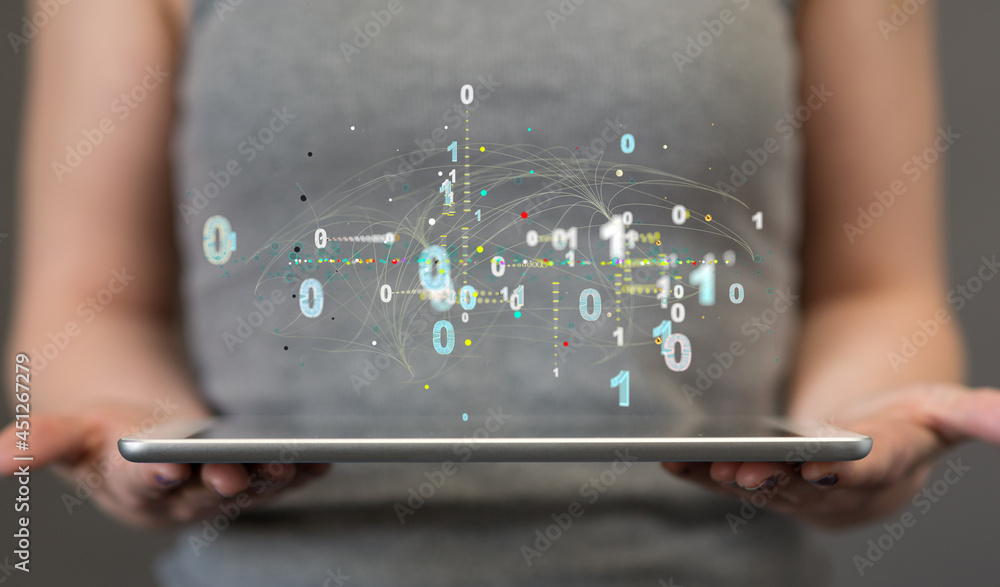 Poster Big data visualization background.Abstract technology