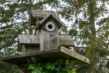 Obraz na płótnie Canvas Old rustic wooden bird house