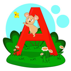 Cartoon mouse with a red letter A