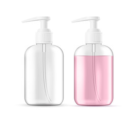 Vector realistic liquid soap, foam lotion bottle