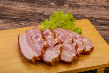 Tasty smoked pork brisket slice