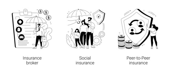 Risk insurance abstract concept vector illustrations.