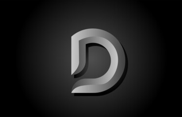 black grey gradient D alphabet letter icon logo. Creative design concept for company and business template