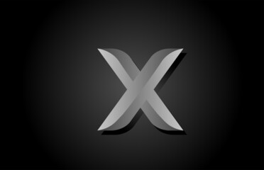 black grey gradient X alphabet letter icon logo. Creative design concept for company and business template