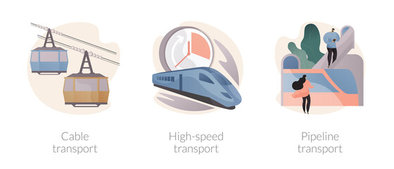 Transport modes abstract concept vector illustrations.