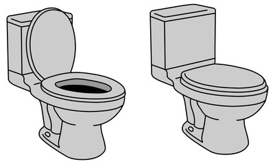 Toilet Clipart Set - Open and Closed Graphic