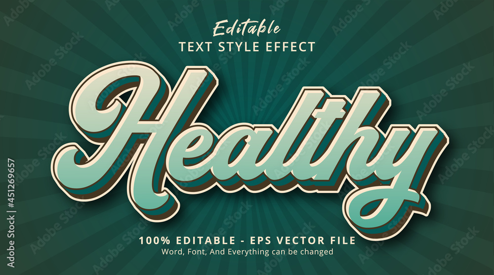 Poster editable text effect, healthy text on green layered style effect