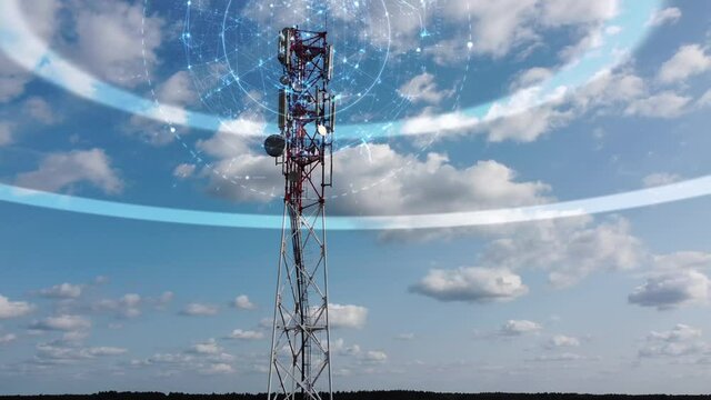 Animated visualization of mobile network signals originating from a cell towers. 