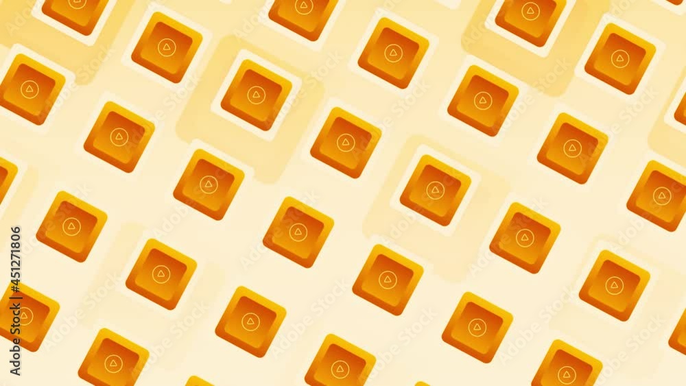 Poster abstract diagonal orange rows of squares with appearing triangle silhouette on the each of them. mot