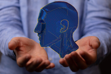 Human head and brain.Deep learning , Machine learning and artificial intelligence , AI Technology,
