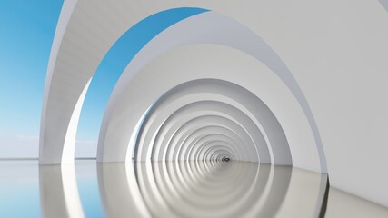 Abstract architecture background white arched interior 3d render