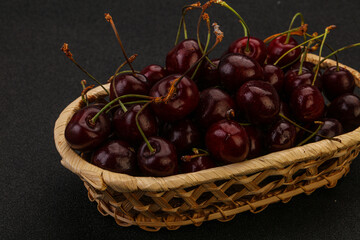 Sweet cherry in the basket